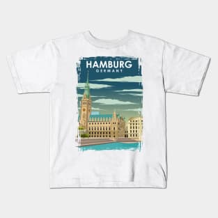 Hamburg Germany Digital Illustration City Travel Poster Kids T-Shirt